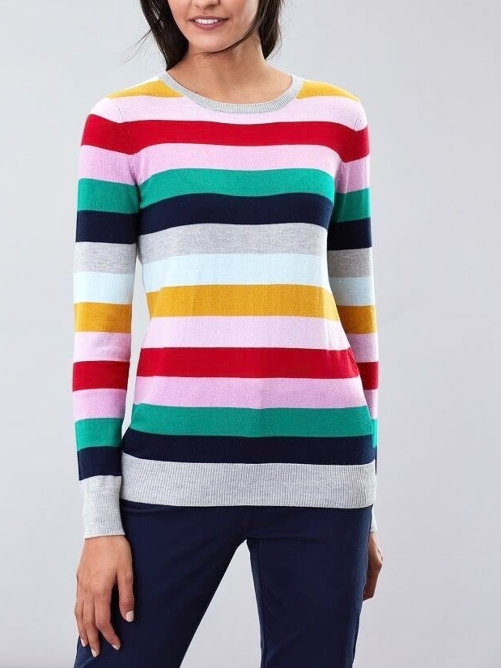 Joules Asha Striped Crewneck Sweater Preppy Coastal Nautical Dopamine Size 8